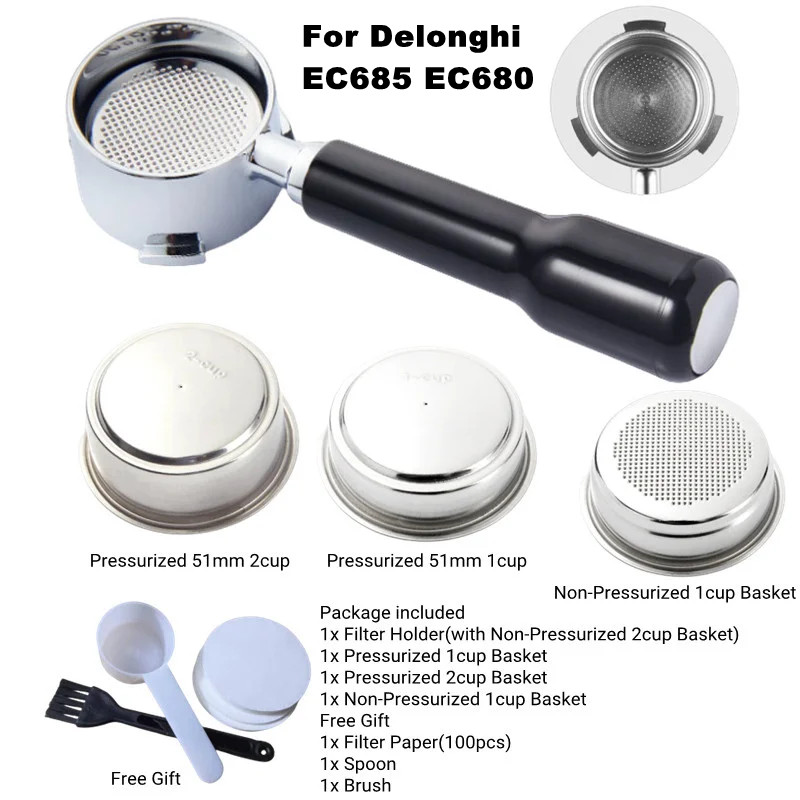Delonghi Espresso Magnifica - Porte-filtre à café sans fond, 51mm,